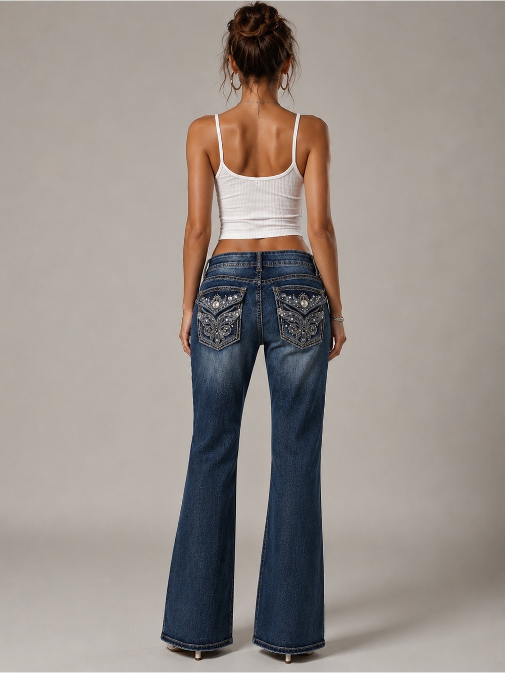Y2K Inspired Apt 9 Embellished Bling Bootcut Denim Blue Jeans Size 10